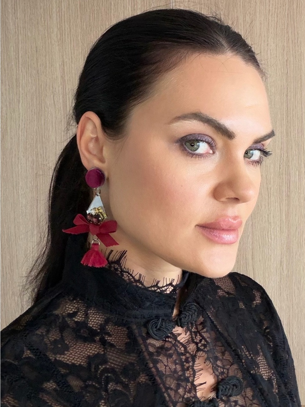 Elegant Burgundy Tassel Drop Earrings - Women Jewelry